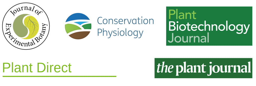 Logos of the SEB's five academic journals: The Plant Journal, Conservation Physiology, Journal of Experimental Botany, Plant Direct and Plant Biotechnology Journal.